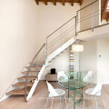 Modern Indoor Small Space Stairs Stainless Steel Wooden Straight Staircase